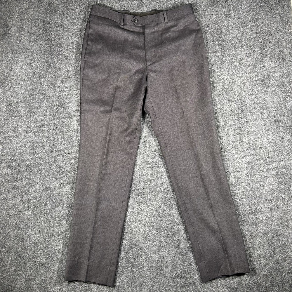 Bar III Slim Fit Dress Pants 34x32 Blue 100% Wool Flat Front Men Slacks Business